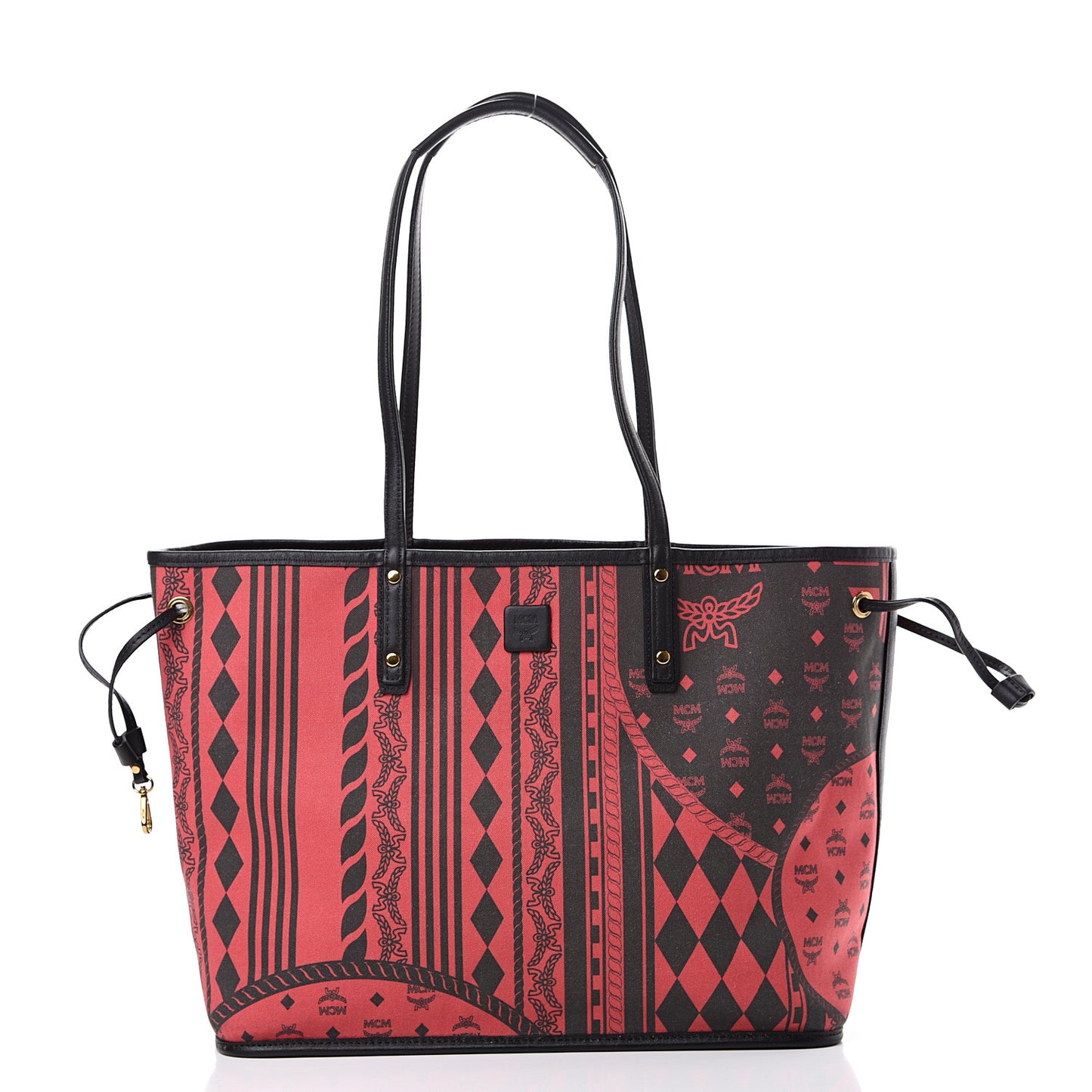 Visetos Medium Project Reversible Shopper Tote Ruby Red Black
