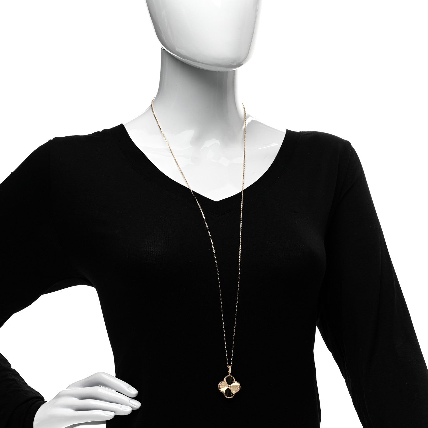 Van Cleef & Arpels 18K Yellow Gold Guilloche Magic Alhambra Long Necklace 2 of 5