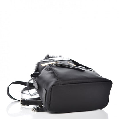 Fendi Nylon Vitello Dolce Goat Fox Fur Crocodile Monster Eyes Mini Backpack Black Sunflower 4 of 7