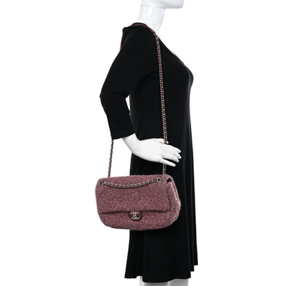 Chanel Lurex Knit Medium Pluto Glitter Flap Pink 2 of 16