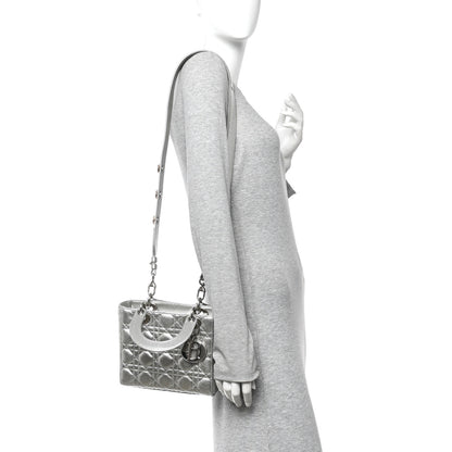 Christian Dior Metallic Grained Calfskin Cannage Small My ABCDior Lady Dior Silver 2 of 10
