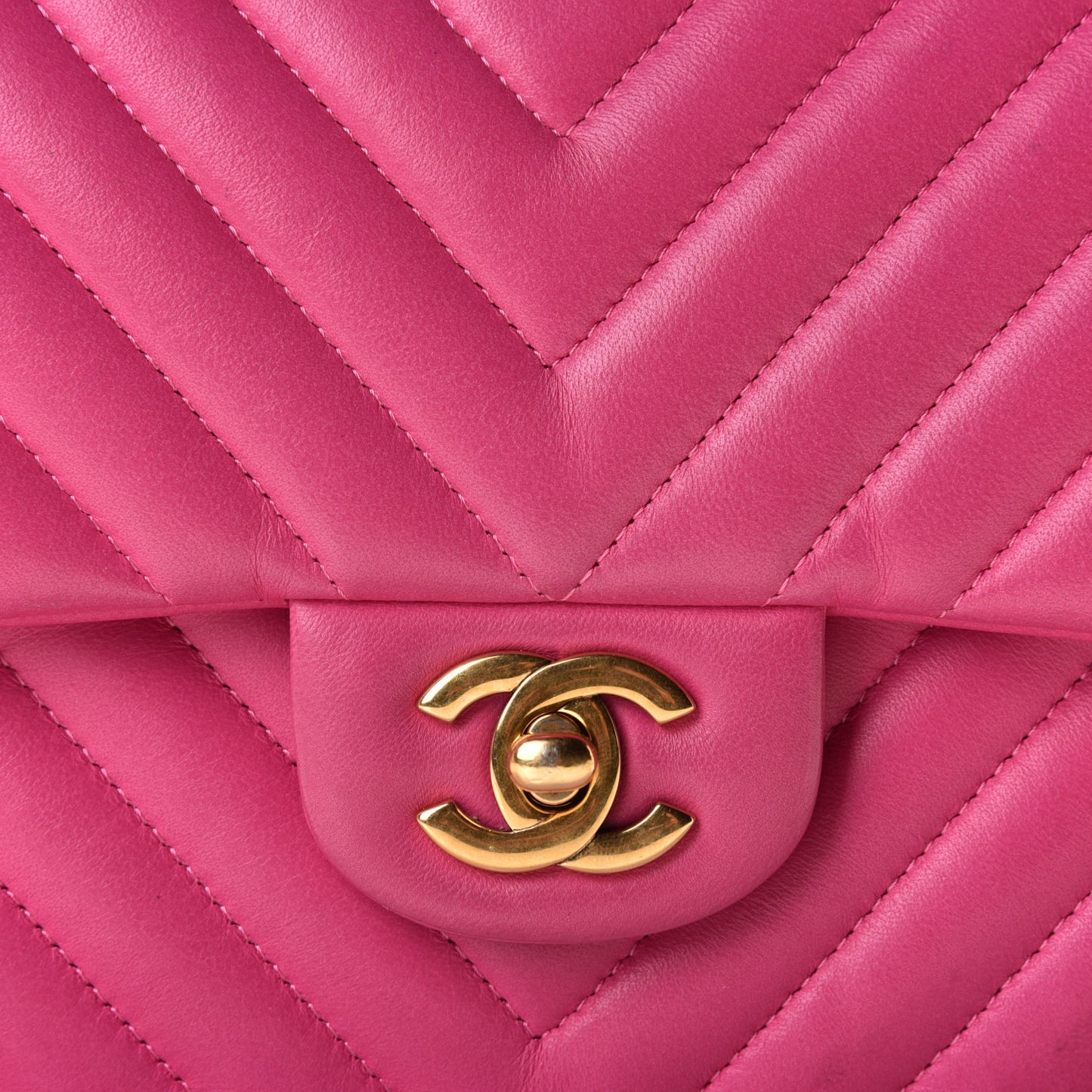 Lambskin Chevron Quilted Medium Double Flap Pink