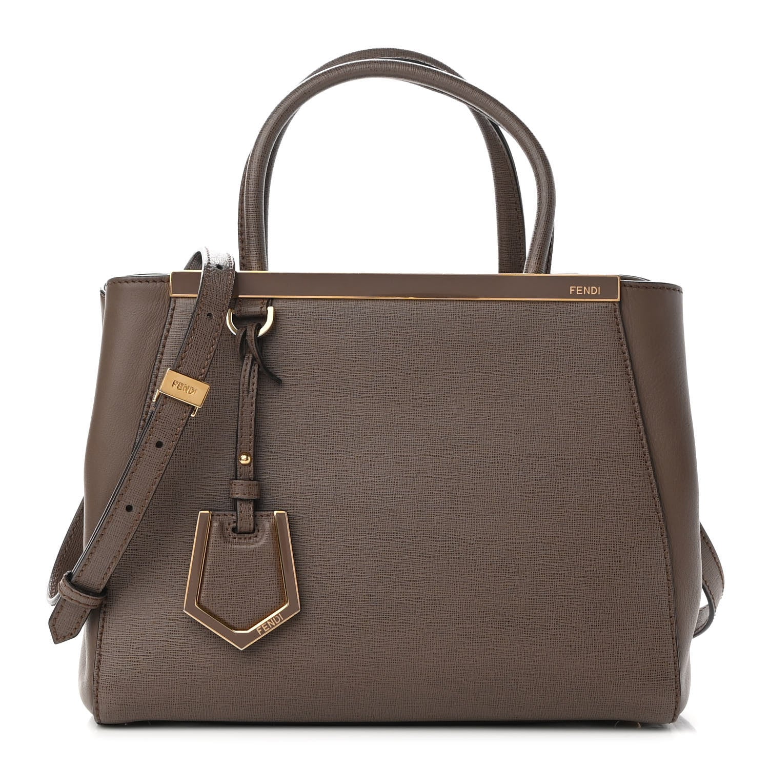 Fendi Vitello Elite Flamingo Petite 2Jours Tote Seppia 1 of 9