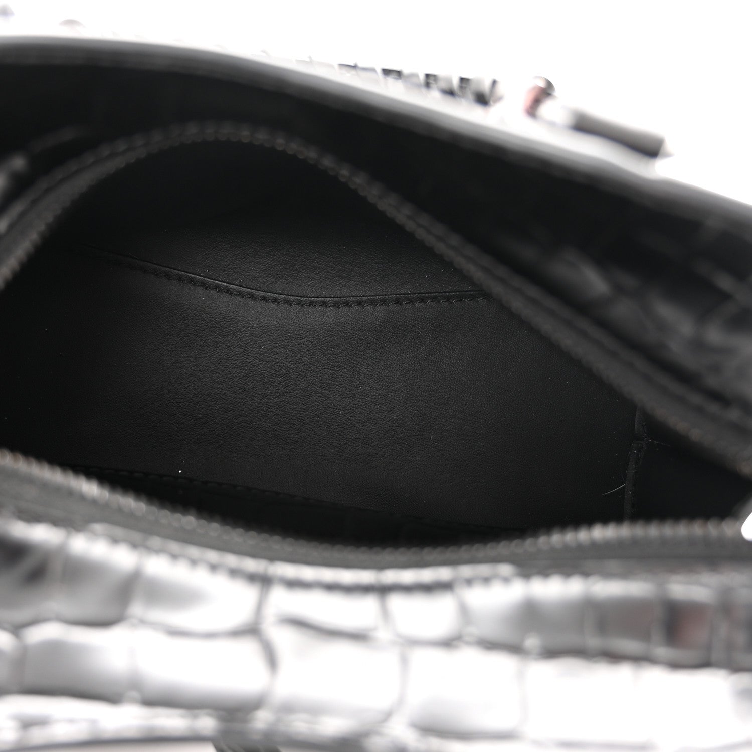 Balenciaga Semi Shiny Calfskin Crocodile Embossed Neo Classic Black Hardware Mini City Black 5 of 10