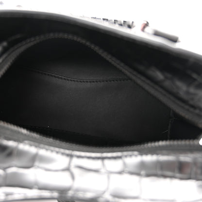 Balenciaga Semi Shiny Calfskin Crocodile Embossed Neo Classic Black Hardware Mini City Black 5 of 10