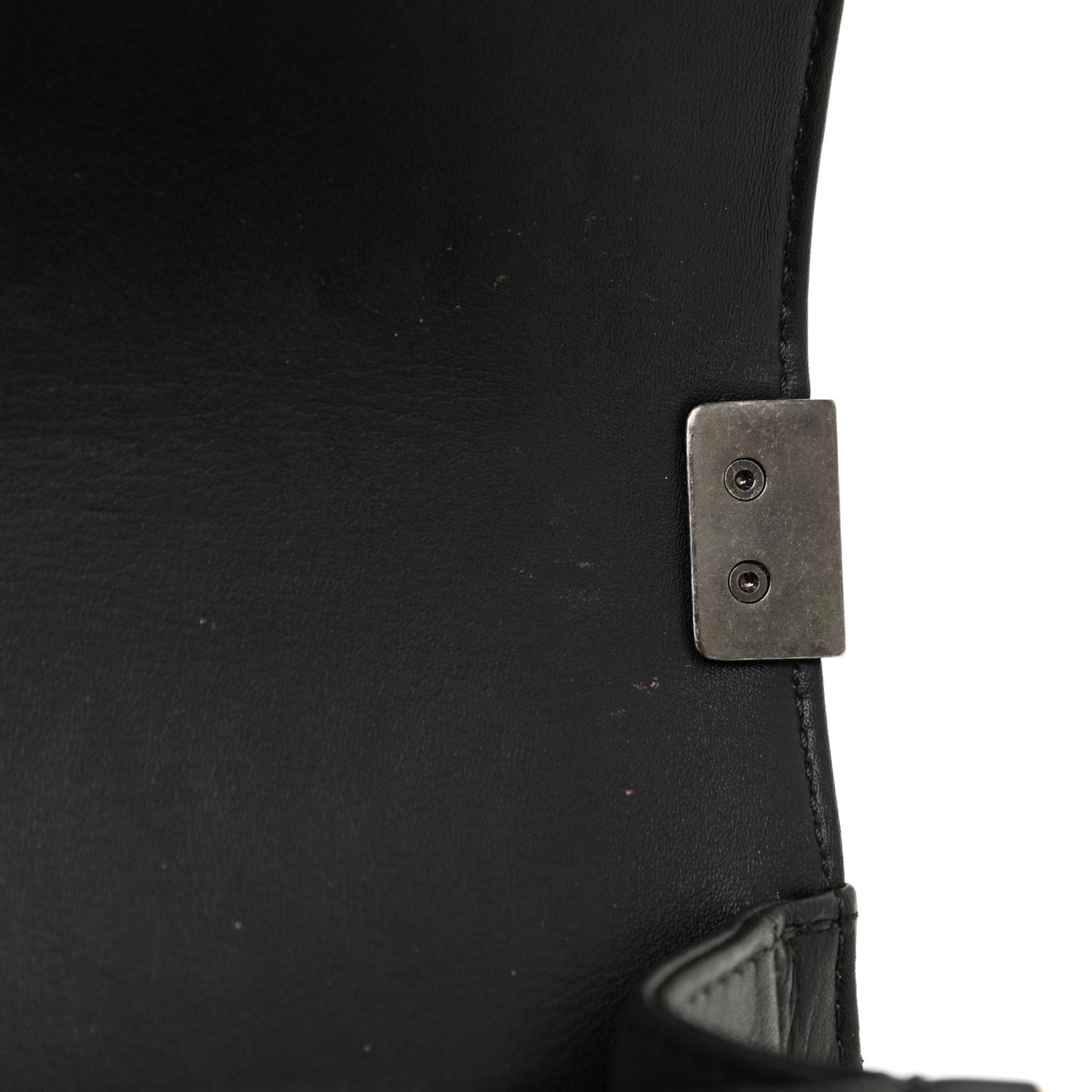 Calfskin Chevron Quilted Small Boy Flap Black