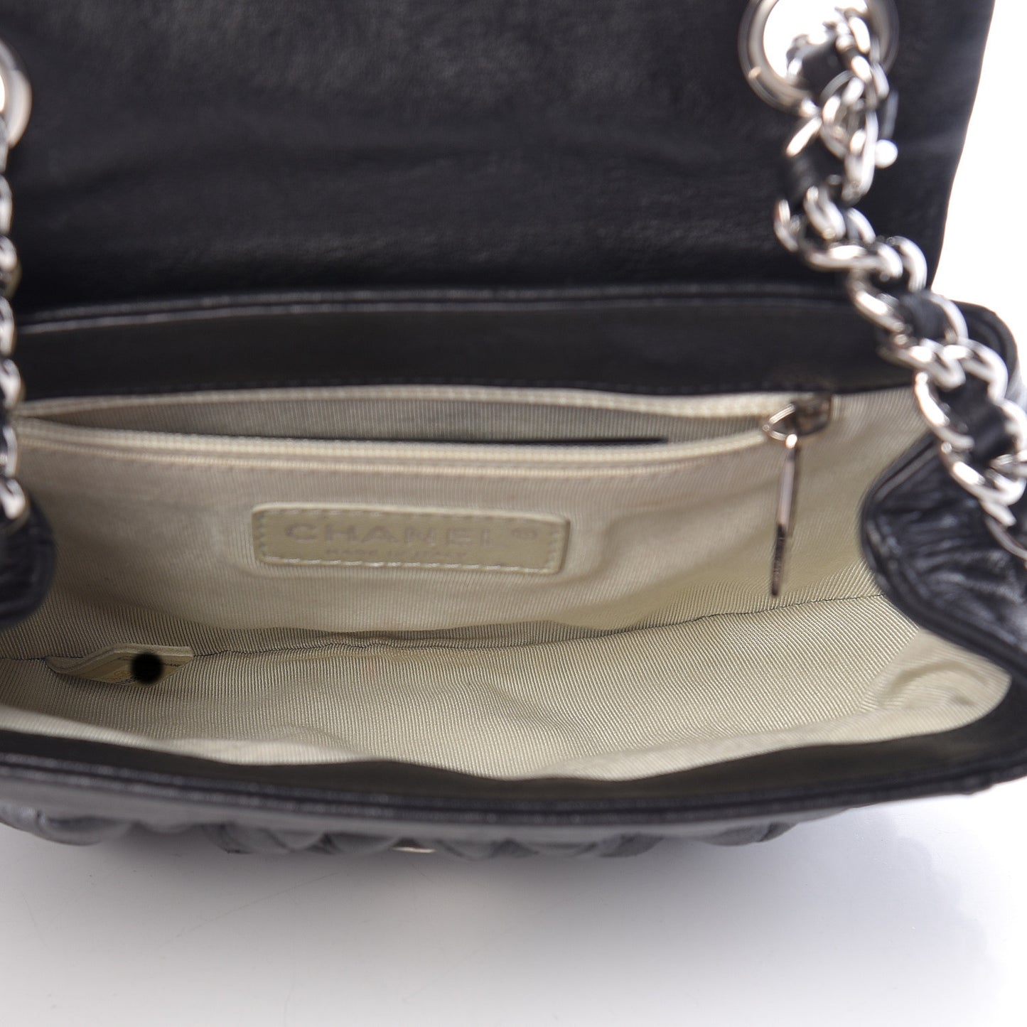 Washed Lambskin Quilted Mini Chain Around Flap Black