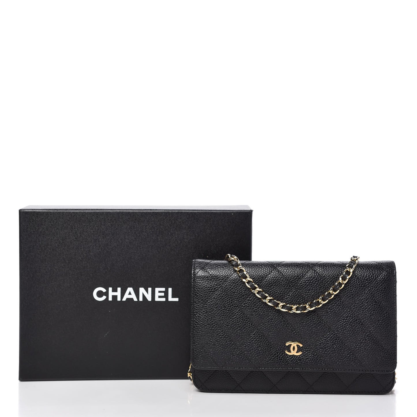 Caviar Quilted Wallet On Chain WOC Black