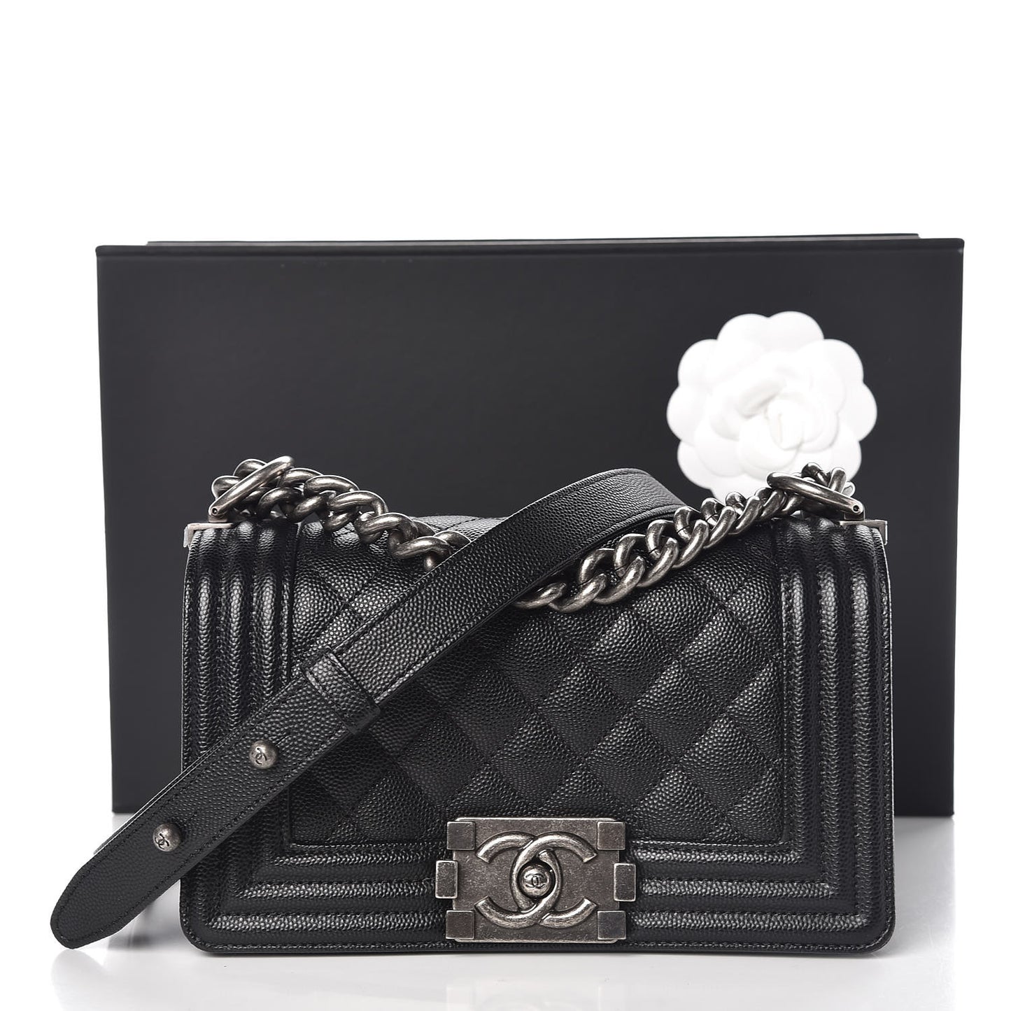 Caviar Quilted Small Boy Flap Black