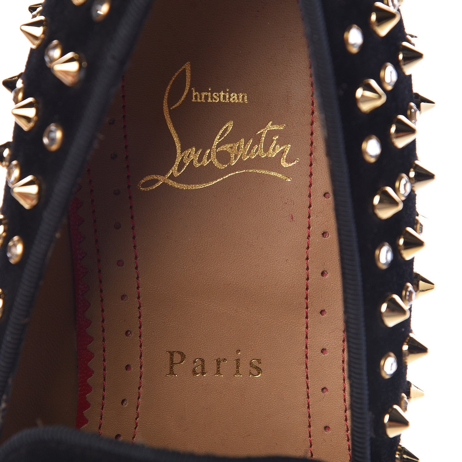 Christian Louboutin Veau Velours Crystal Mens Dandy 1C1S Flat Loafers 39.5 Black Gold 7 of 9