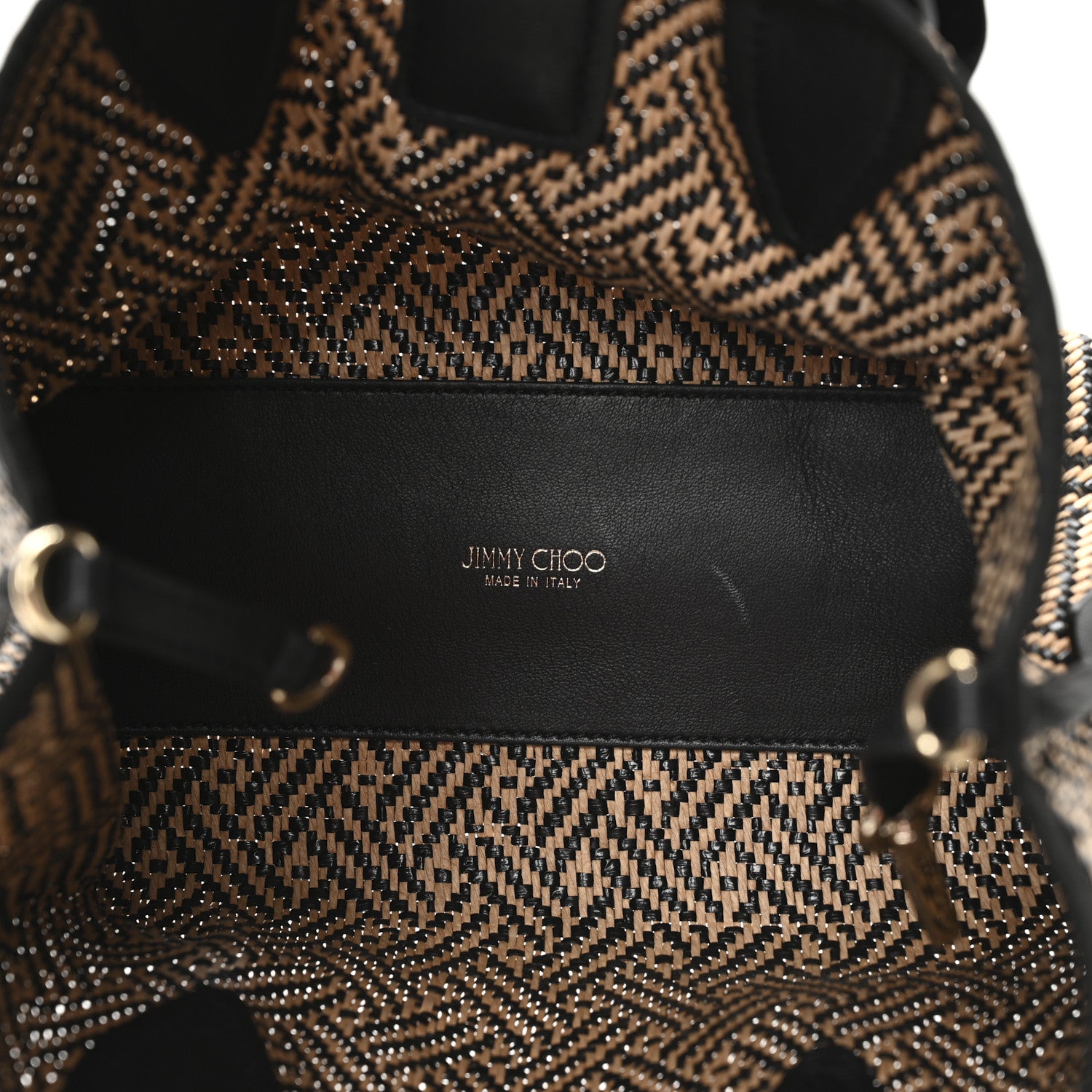 Jimmy Choo Raffia Woven Velvet Marianne Shopper Tote Black Natural 6 of 11