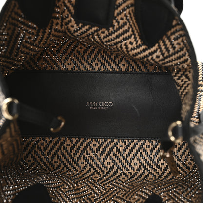Jimmy Choo Raffia Woven Velvet Marianne Shopper Tote Black Natural 6 of 11
