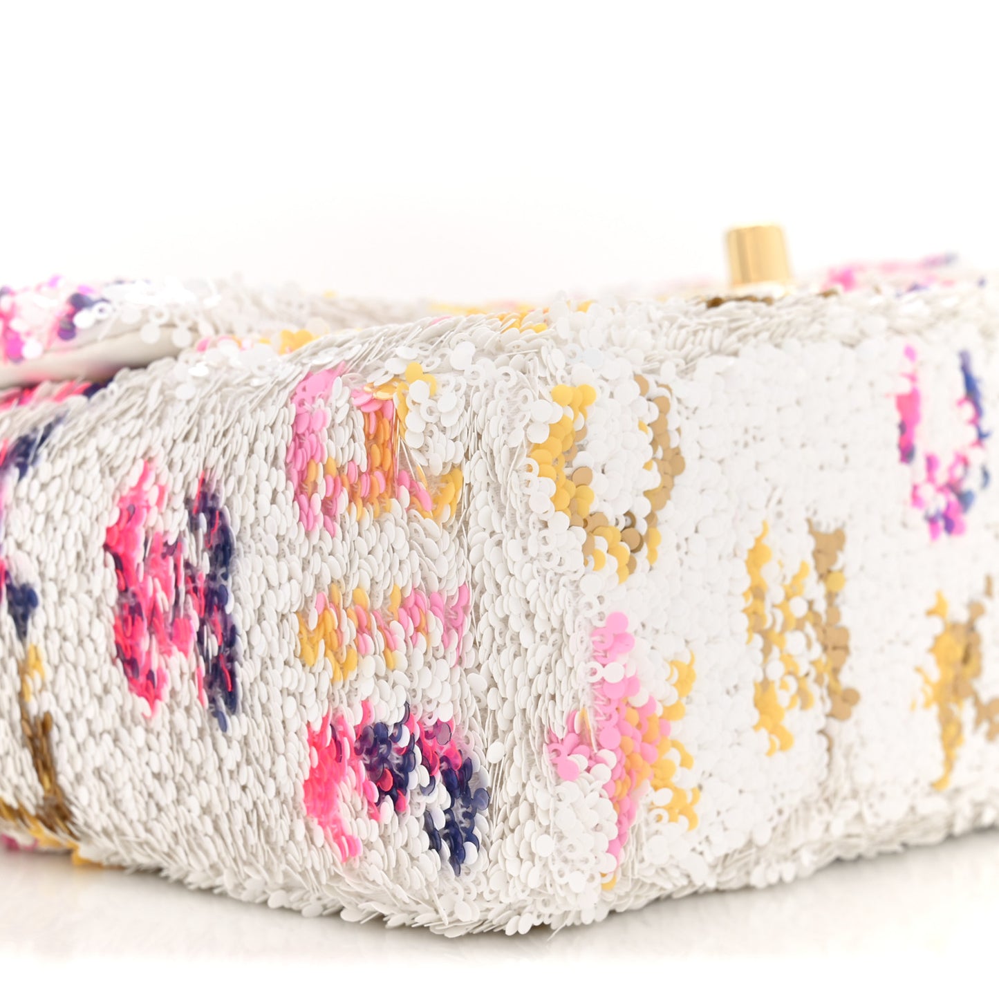 Sequin Logo CC Small Single Flap White Multicolor