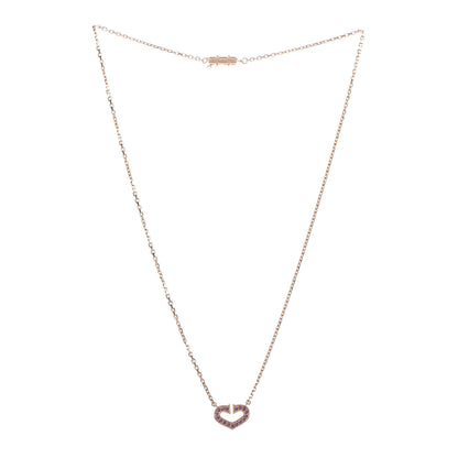 Cartier 18K Yellow Gold Pink Sapphire Hearts and Symbols Pave Necklace 3 of 7