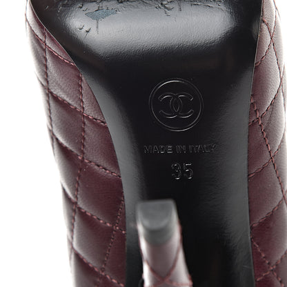 Chanel Lambskin Quilted CC Cap Toe Pumps 35 Burgundy 7 of 14