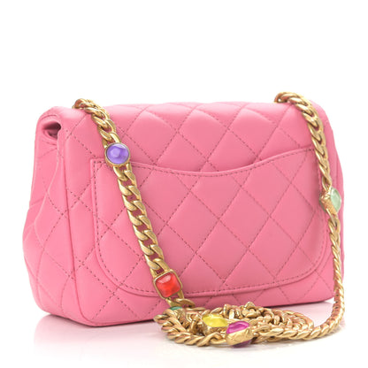 Chanel Lambskin Resin Quilted Mini Pearl Samba Square Flap Pink 2 of 8
