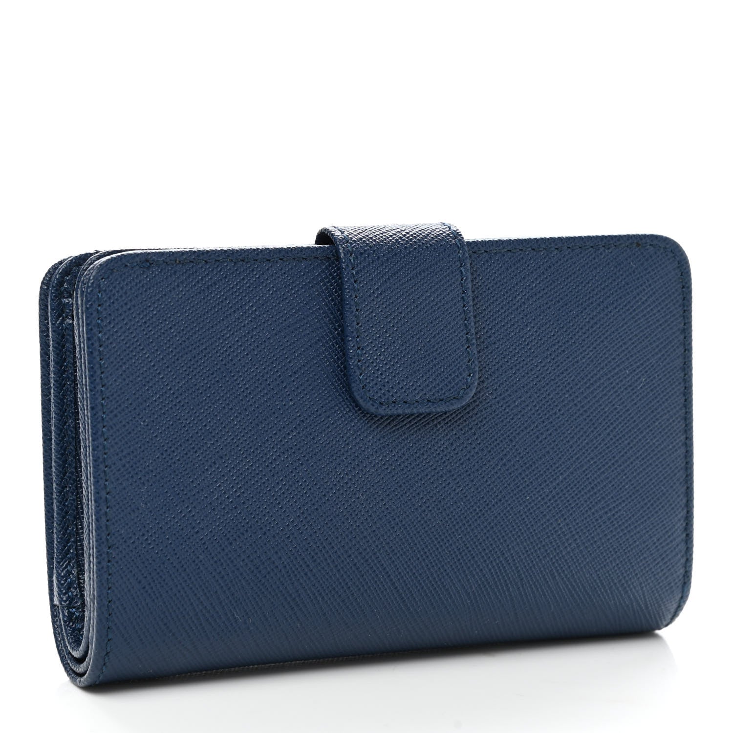 Prada Saffiano Metal Compact Wallet Cobalto 3 of 8