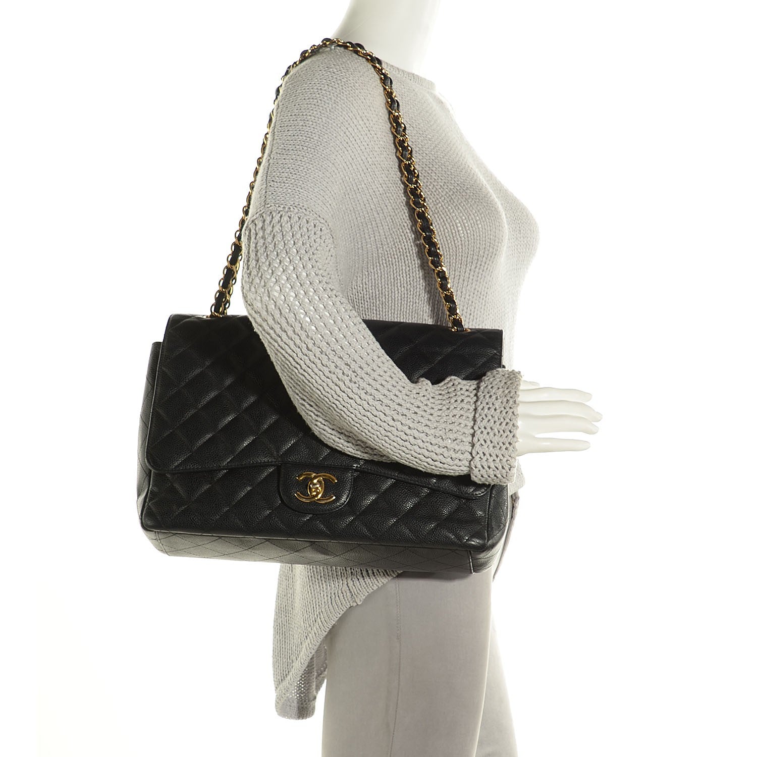 Chanel Caviar Quilted Maxi Double Flap Black 2 of 8