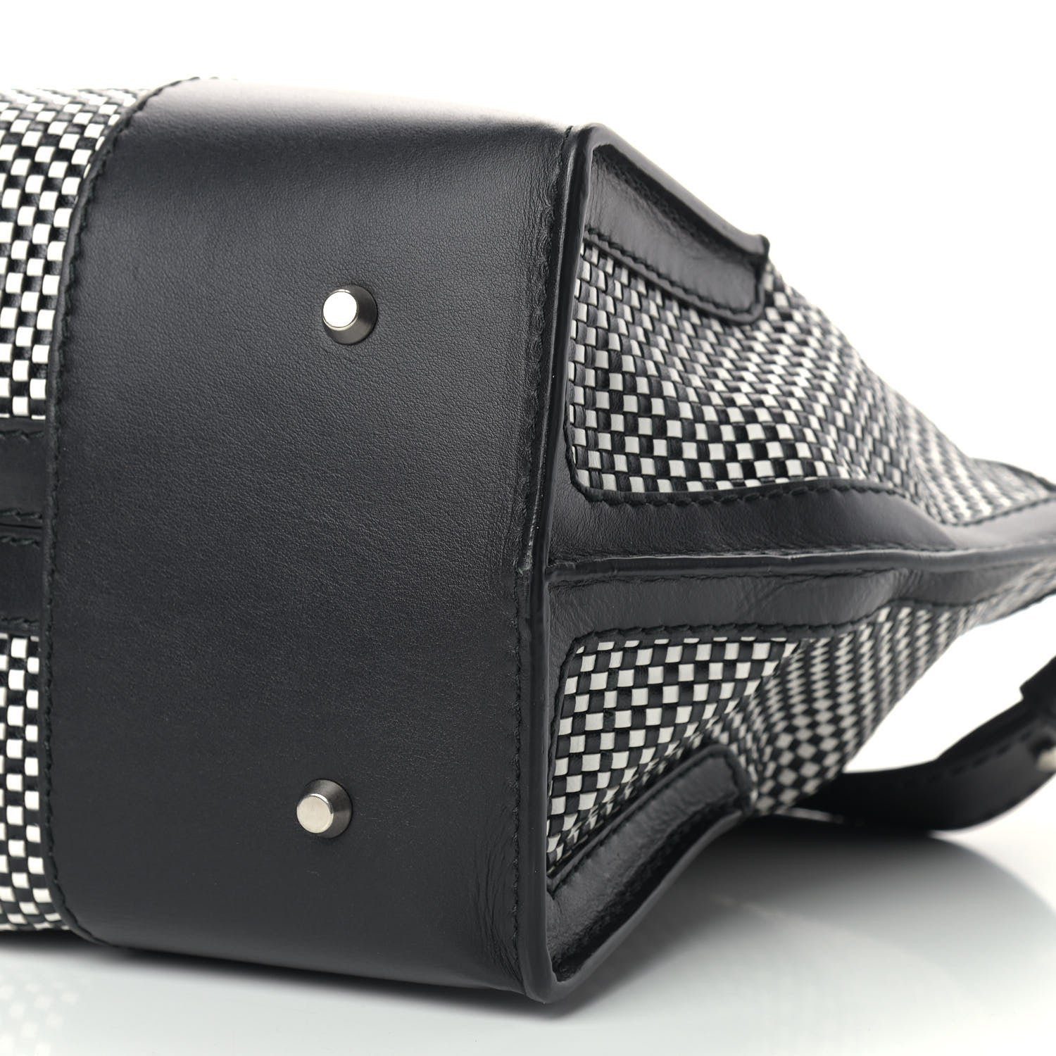 Alexander McQueen Soft Calfskin Woven Medium Legend Tote Black White 10 of 10
