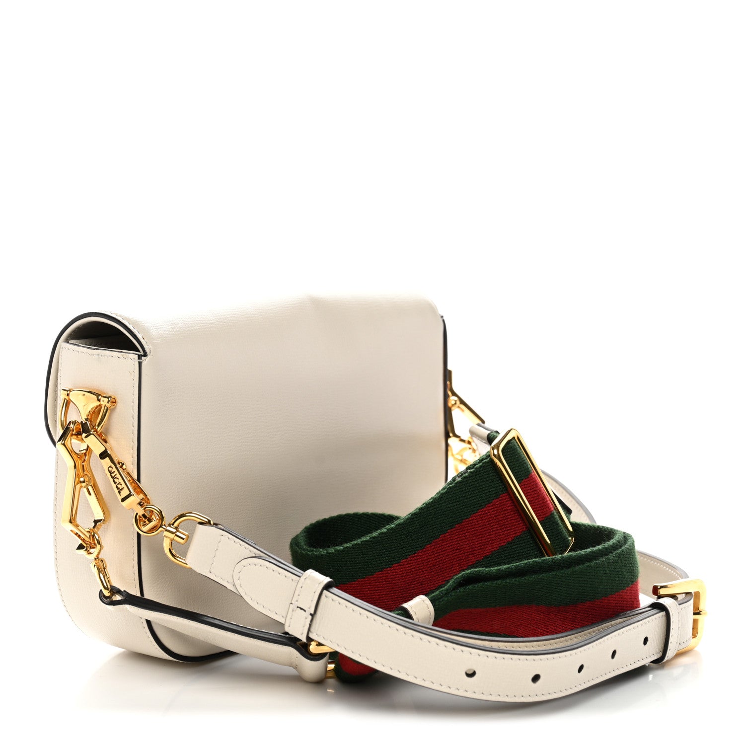 Gucci Azalea Calfskin Web Mini Horsebit 1955 Shoulder Bag Mystic White 3 of 12