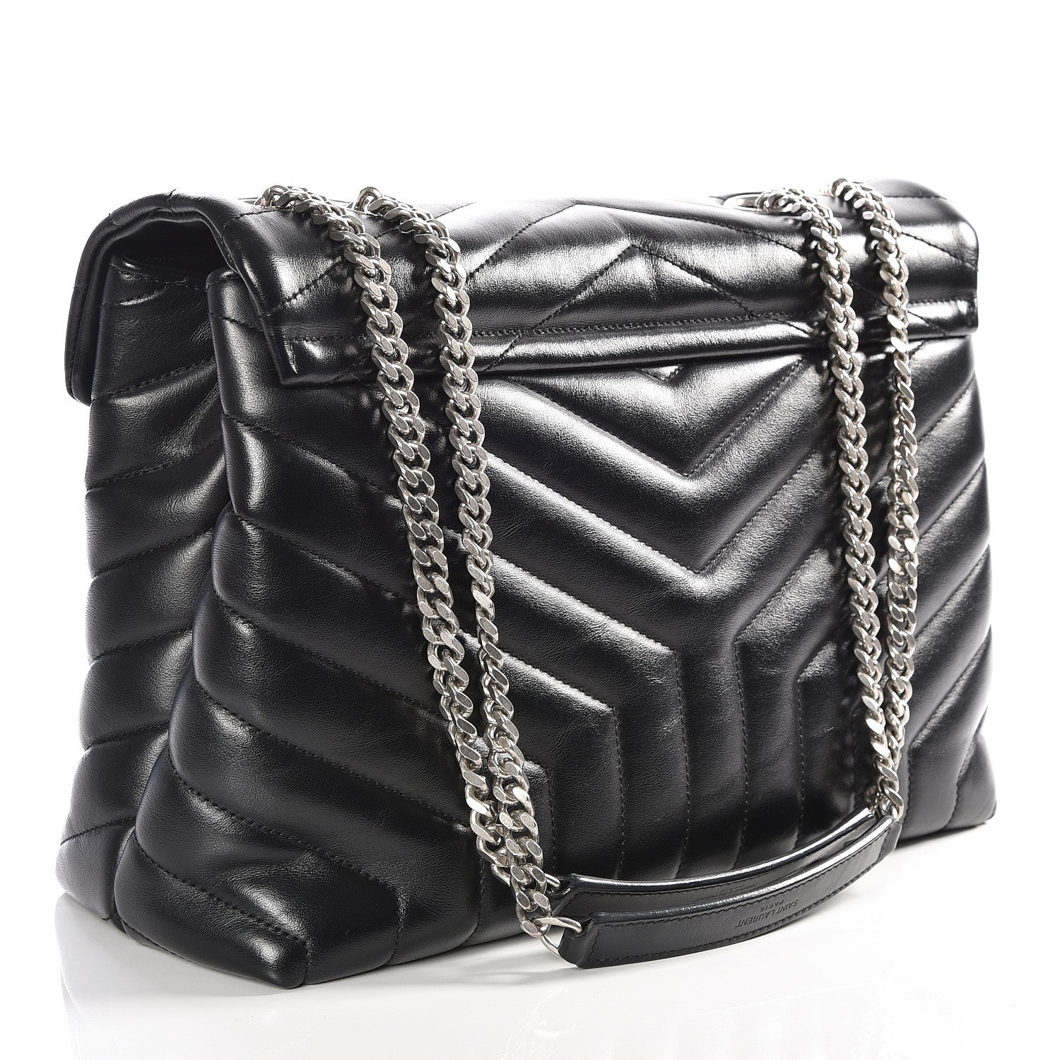 Saint Laurent Calfskin Y Quilted Monogram Medium Loulou Chain Satchel Black 2 of 11