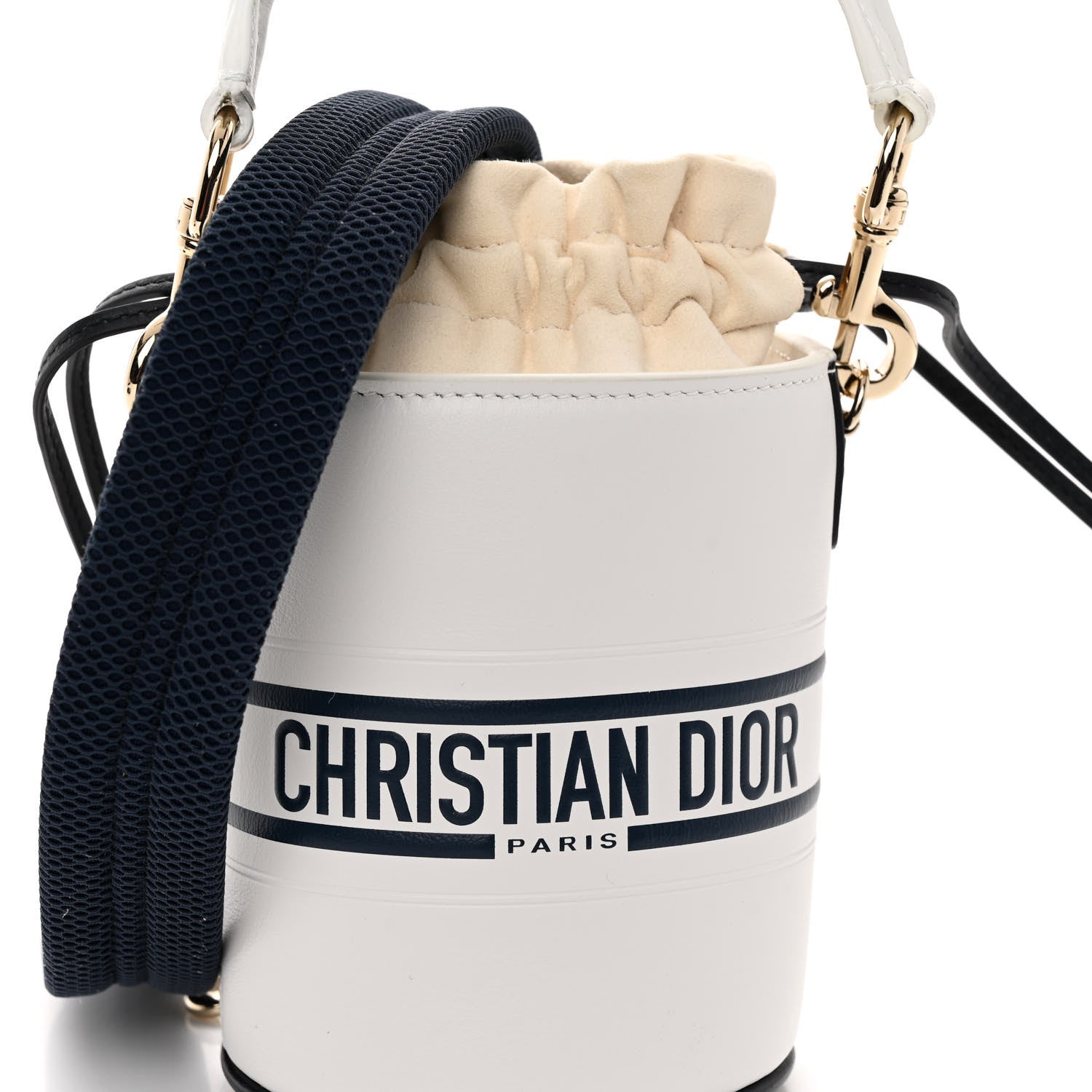Christian Dior Calfskin Small Dior Vibe Bucket White Blue 7 of 9