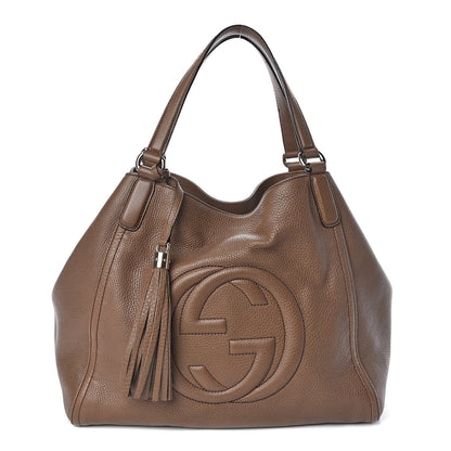 Gucci Pebbled Calfskin Medium Soho Shoulder Bag Brown 1 of 14