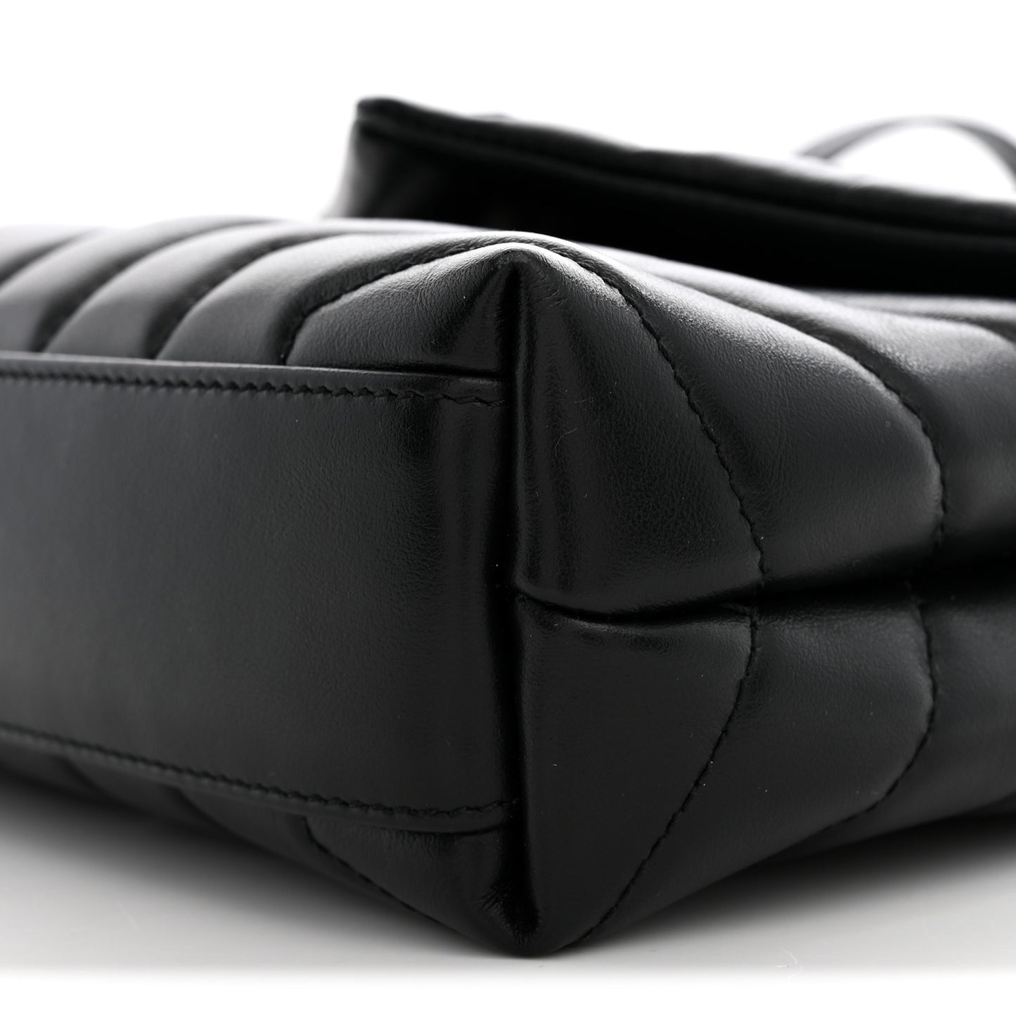 Calfskin Y Quilted Monogram Monochrome Toy Loulou Crossbody Bag Black
