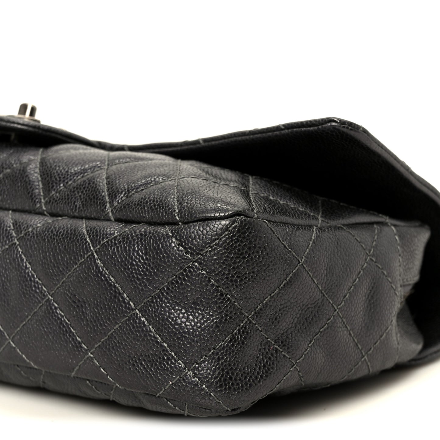Iridescent Caviar Quilted Large Chic Flap Grey
