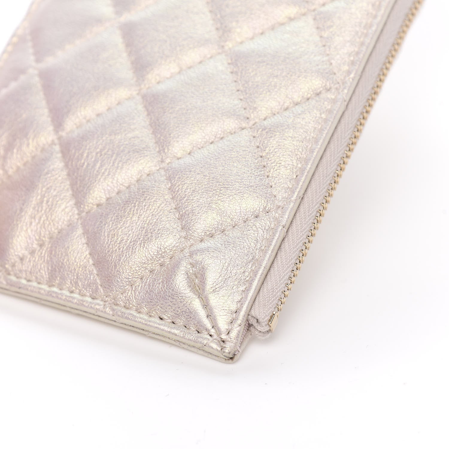 Chanel Iridescent Lambskin Quilted Classic Flat Wallet Pouch Ivory 8 of 10