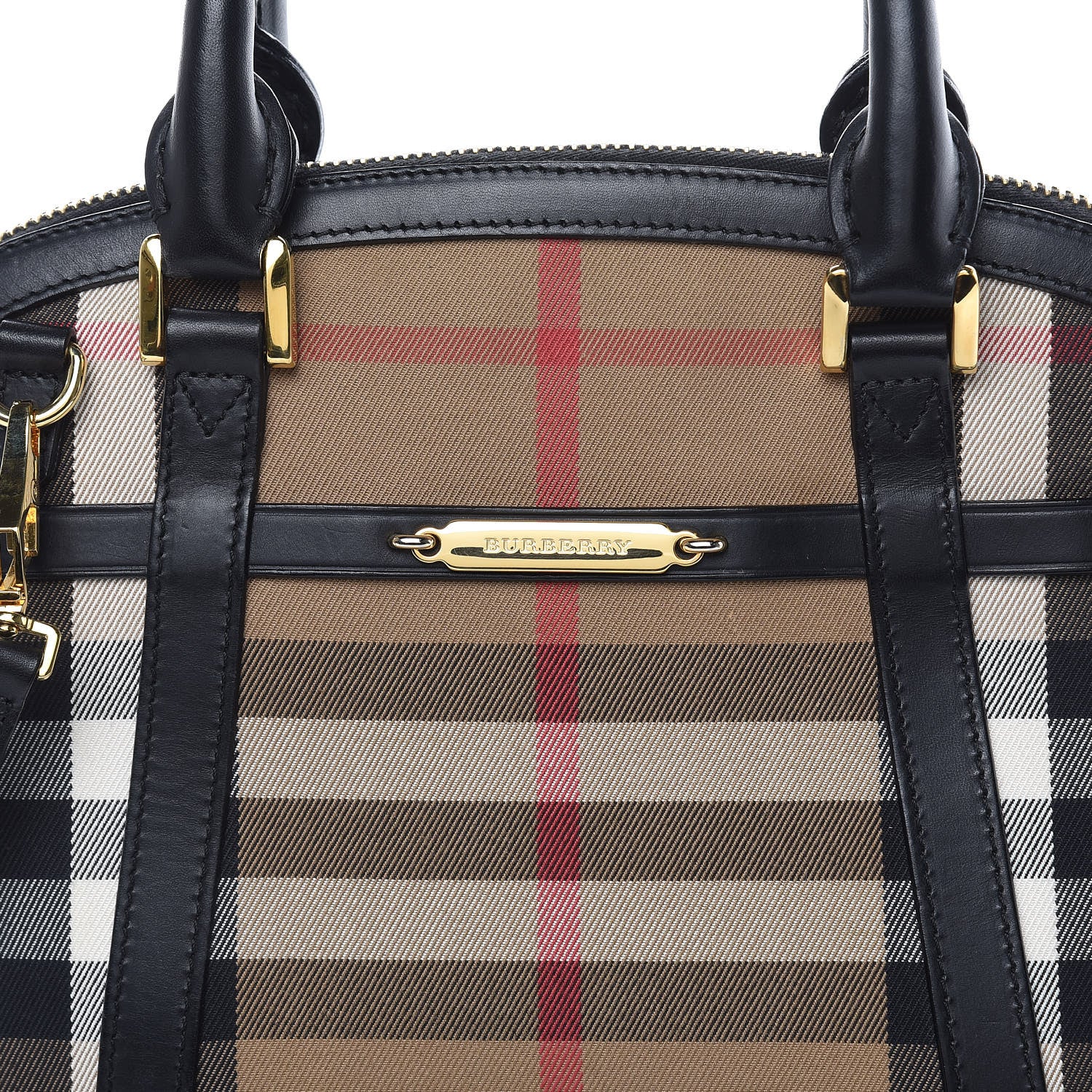 Burberry Bridle Calfskin House Check Small Orchard Bowling Bag Black 11 of 12