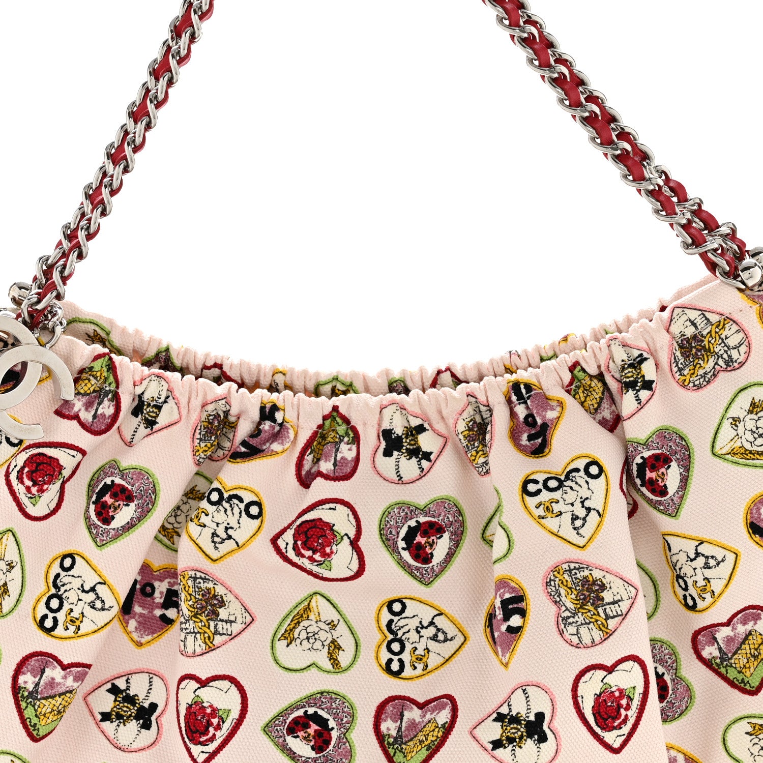 Chanel Canvas Coco Hearts Shoulder Bag Pink 8 of 14