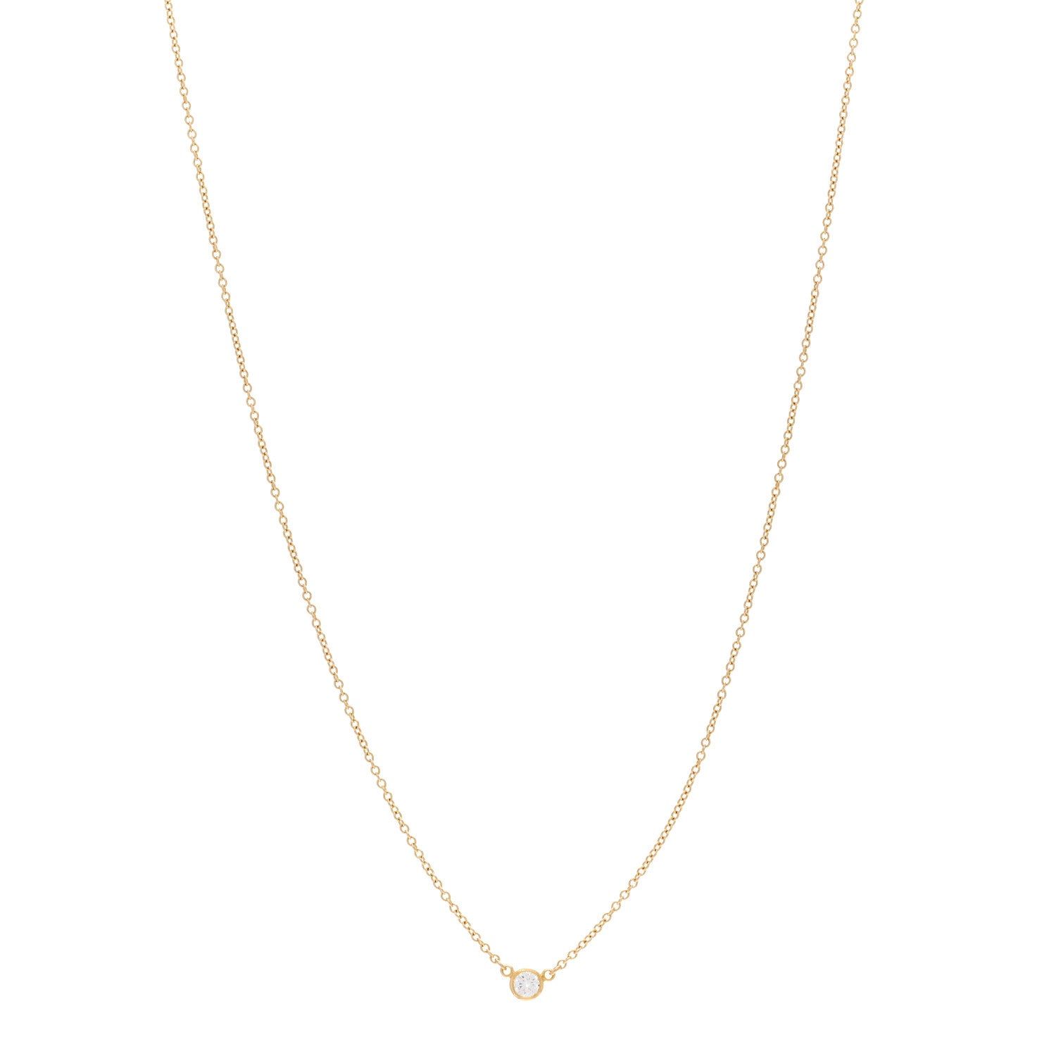 Tiffany 18K Yellow Gold Diamond .12ct Elsa Peretti Diamonds by the Yard Pendant Necklace 1 of 5
