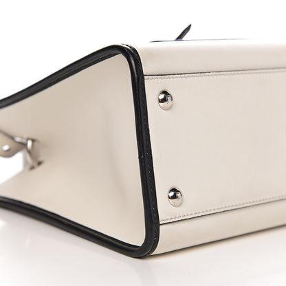 Fendi Vitello Century Opaco F is Fendi Bi-Color Small Runaway Satchel White Ice Black 10 of 12