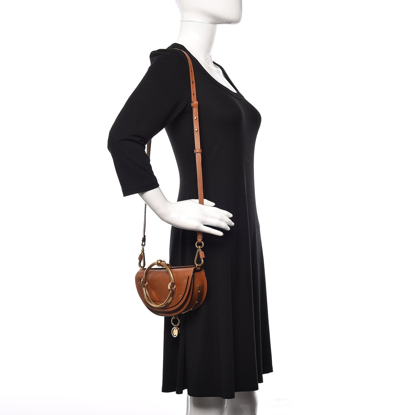 Calfskin Small Nile Bracelet Minaudiere Bag Caramel