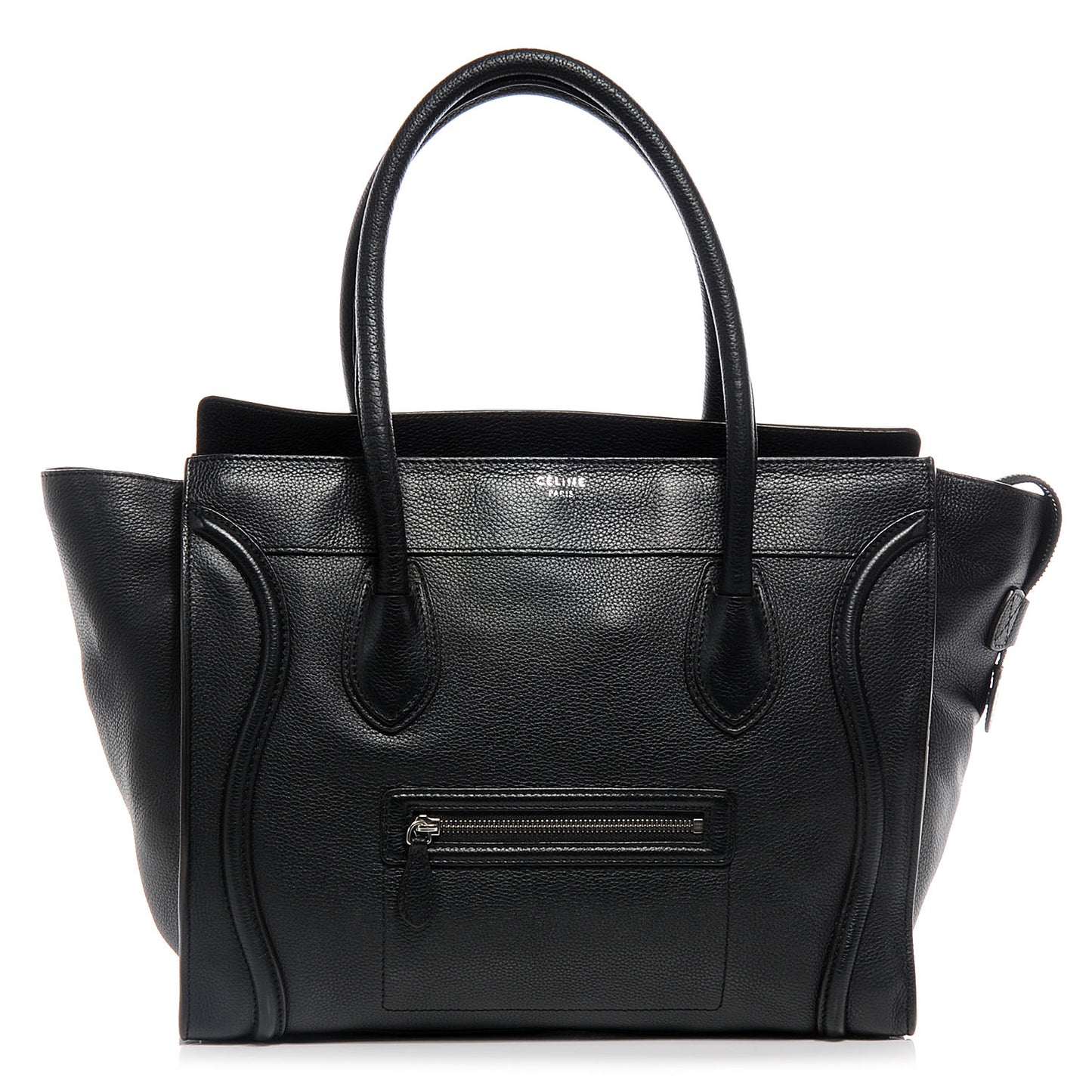 Drummed Leather Shoulder Luggage Black