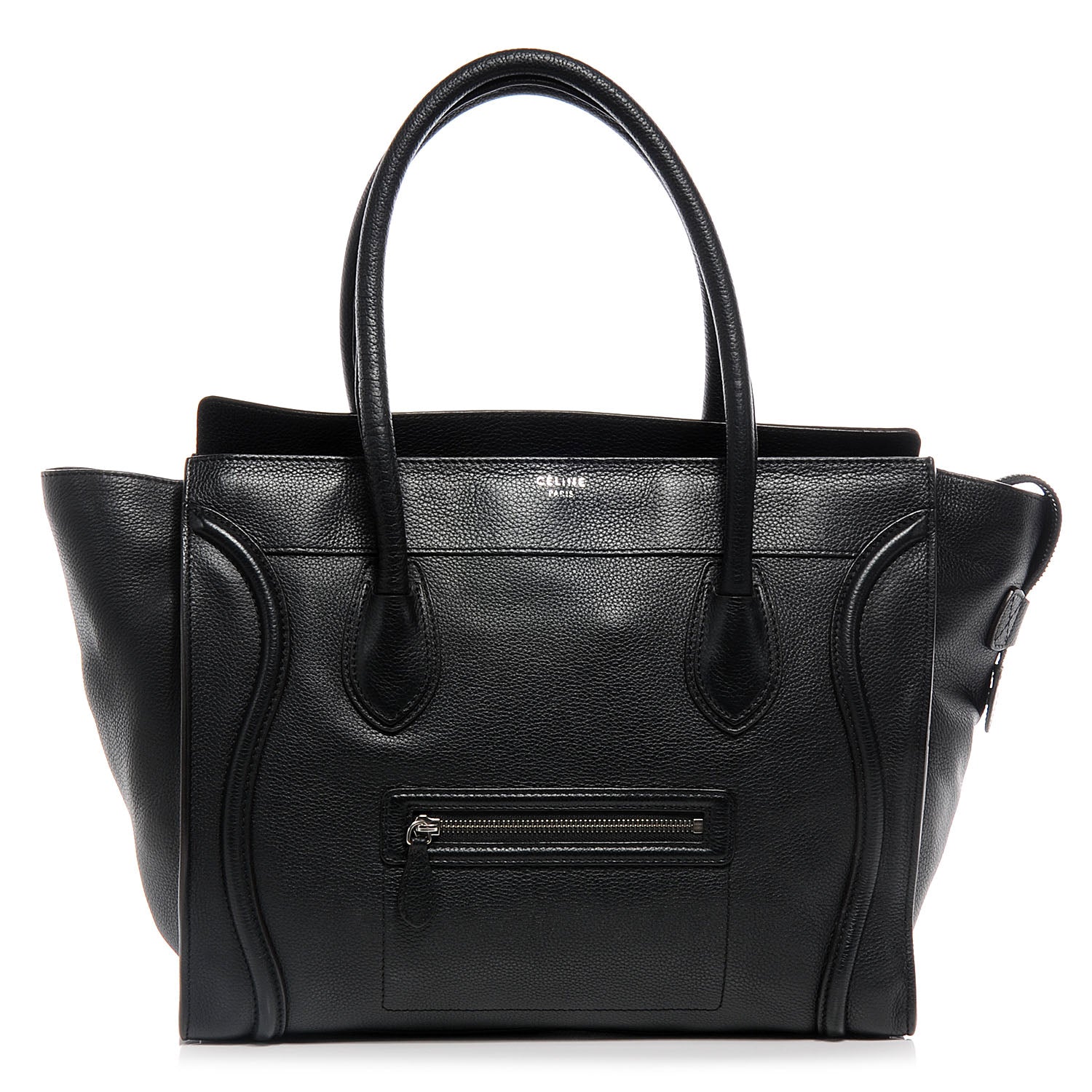 Celine Drummed Leather Shoulder Luggage Black 1 of 7