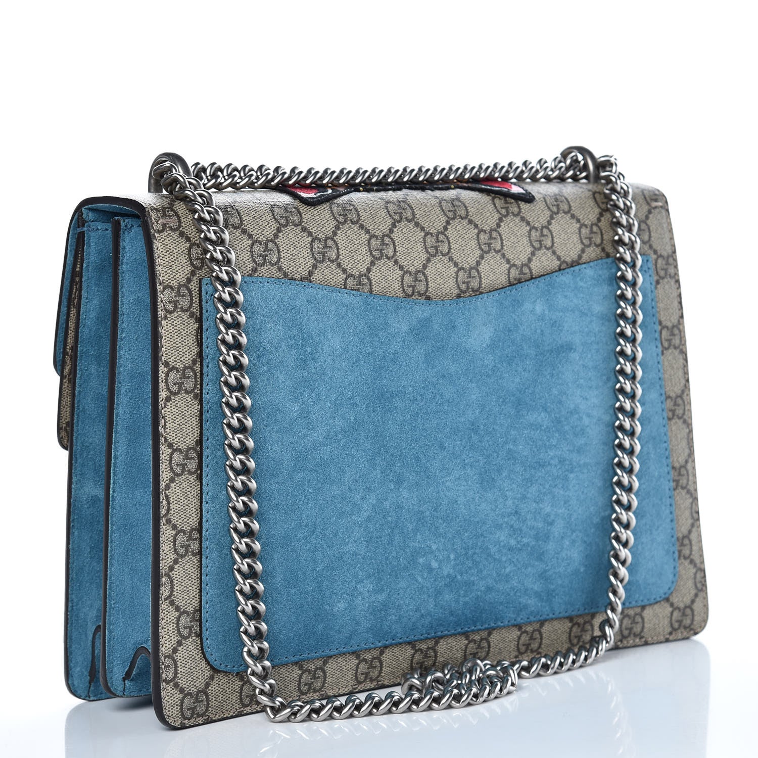 Gucci GG Supreme Monogram Angry Cat Embroidered Medium Dionysus Shoulder Bag Beige Ultramarine 3 of 9
