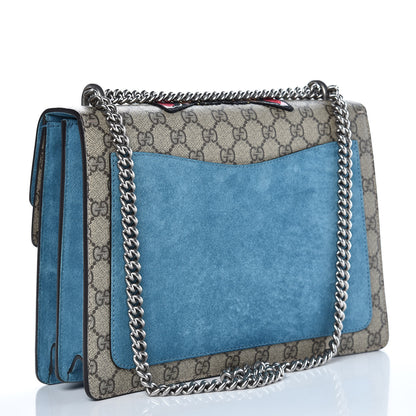 Gucci GG Supreme Monogram Angry Cat Embroidered Medium Dionysus Shoulder Bag Beige Ultramarine 3 of 9