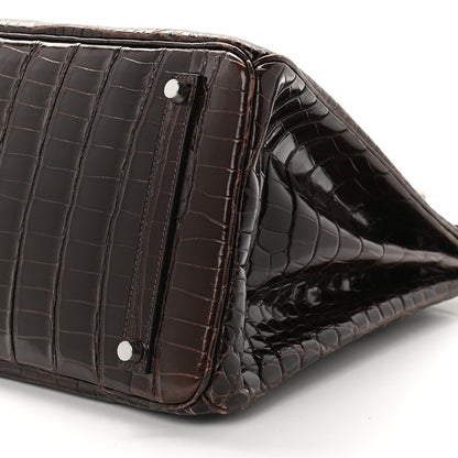 Hermes Shiny Porosus Crocodile Birkin 35 Cocoan 10 of 13