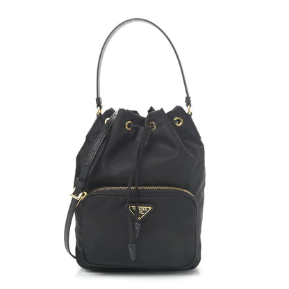 Prada Tessuto Nylon Saffiano Mini Bucket Crossbody Bag Black 1 of 4