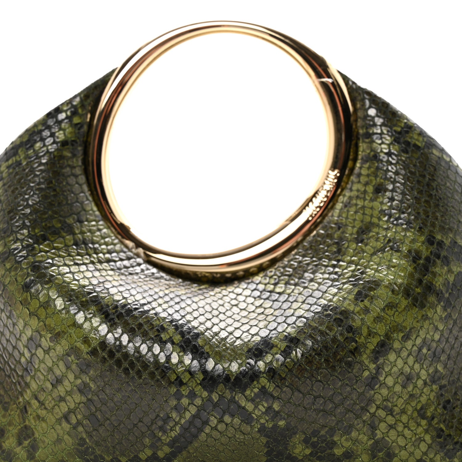 Jacquemus Snakeskin Printed Lambskin Le Petit Calino Ring Top Handle Bag Green 7 of 9