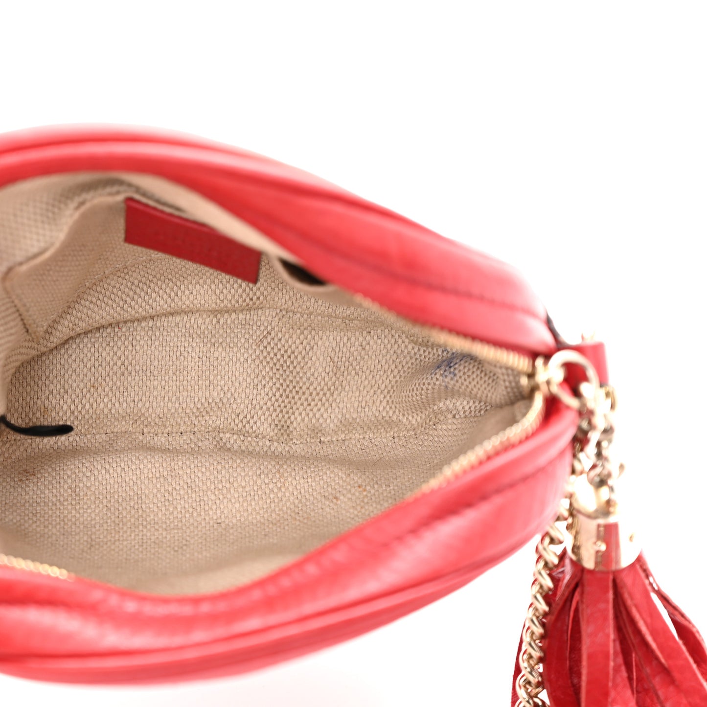 Pebbled Calfskin Mini Soho Chain Bag Tabasco Red