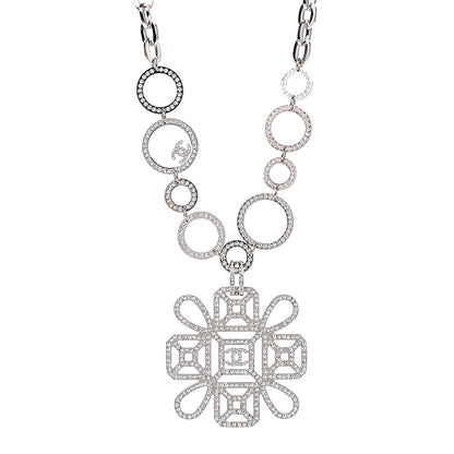 Chanel Crystal Strass Cross CC Necklace Silver 1 of 3
