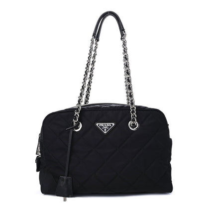 Prada Nylon Tessuto Impuntu Quilted Shoulder Bag Black 1 of 5