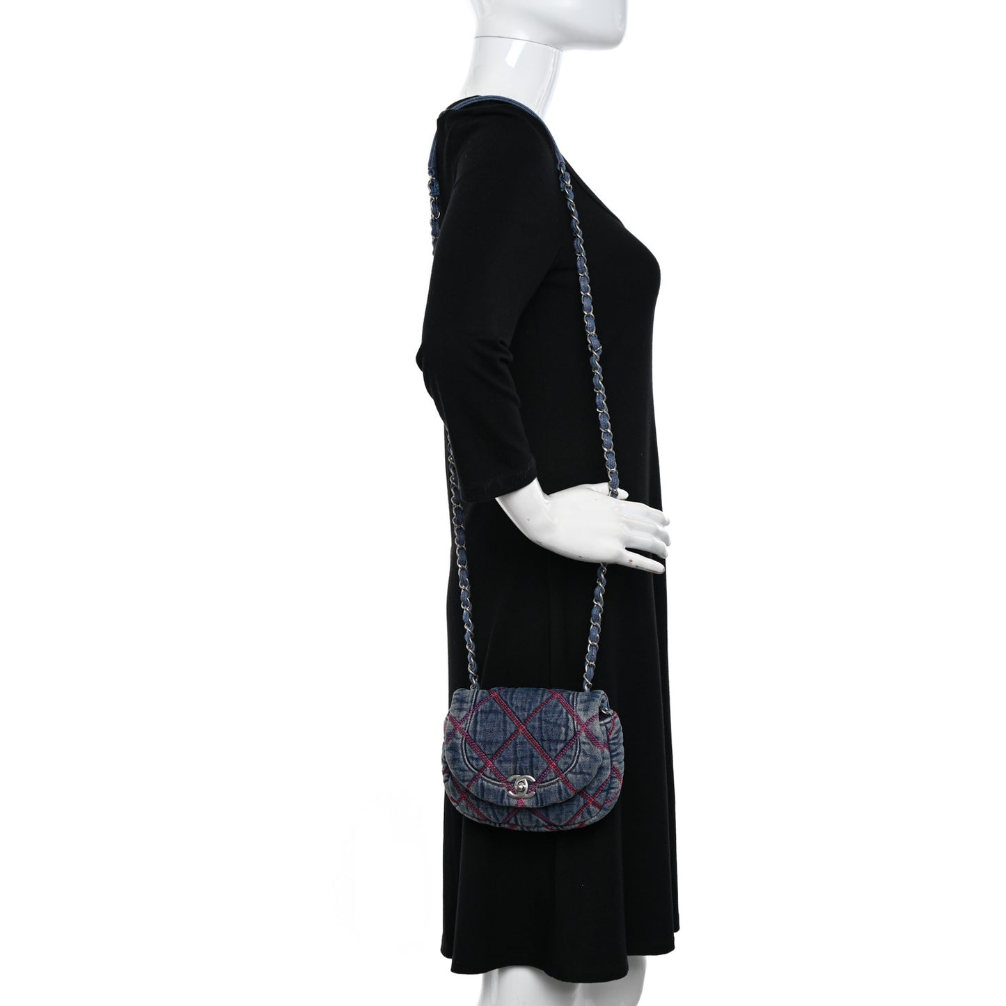 Denim Quilted Mini Coco Beach Messenger Bag Blue