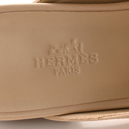 Hermes Shiny Lizard Calfskin Oz Mules 38 Beige Sarrazin 6 of 10
