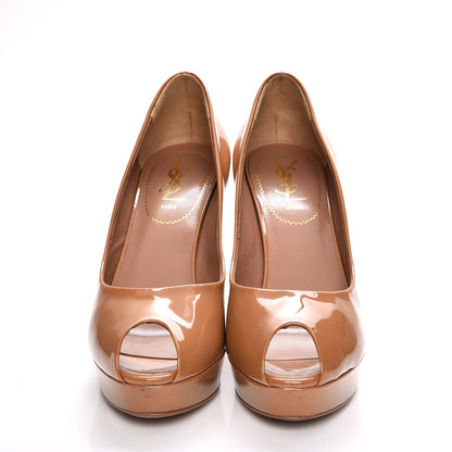 Saint Laurent Patent Palais 105 Peep Toe Pumps 39 Nude 2 of 10