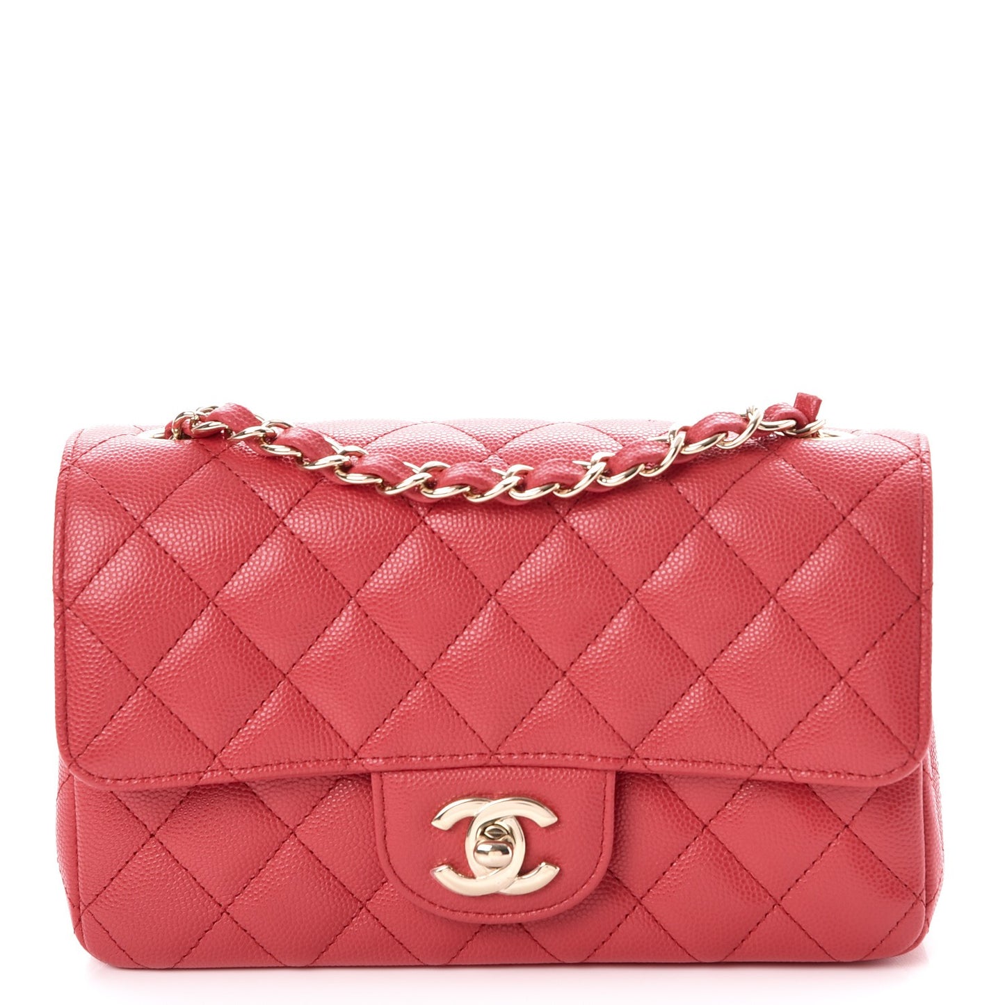 Caviar Quilted Mini Rectangular Flap Dark Pink