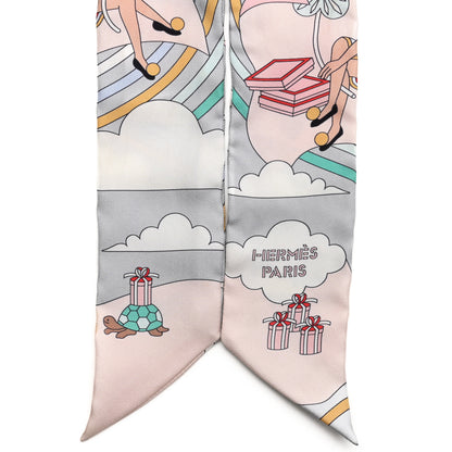 Hermes Silk Carres Volants Twilly Grenadine Gris Perle Rose Pale 2 of 6